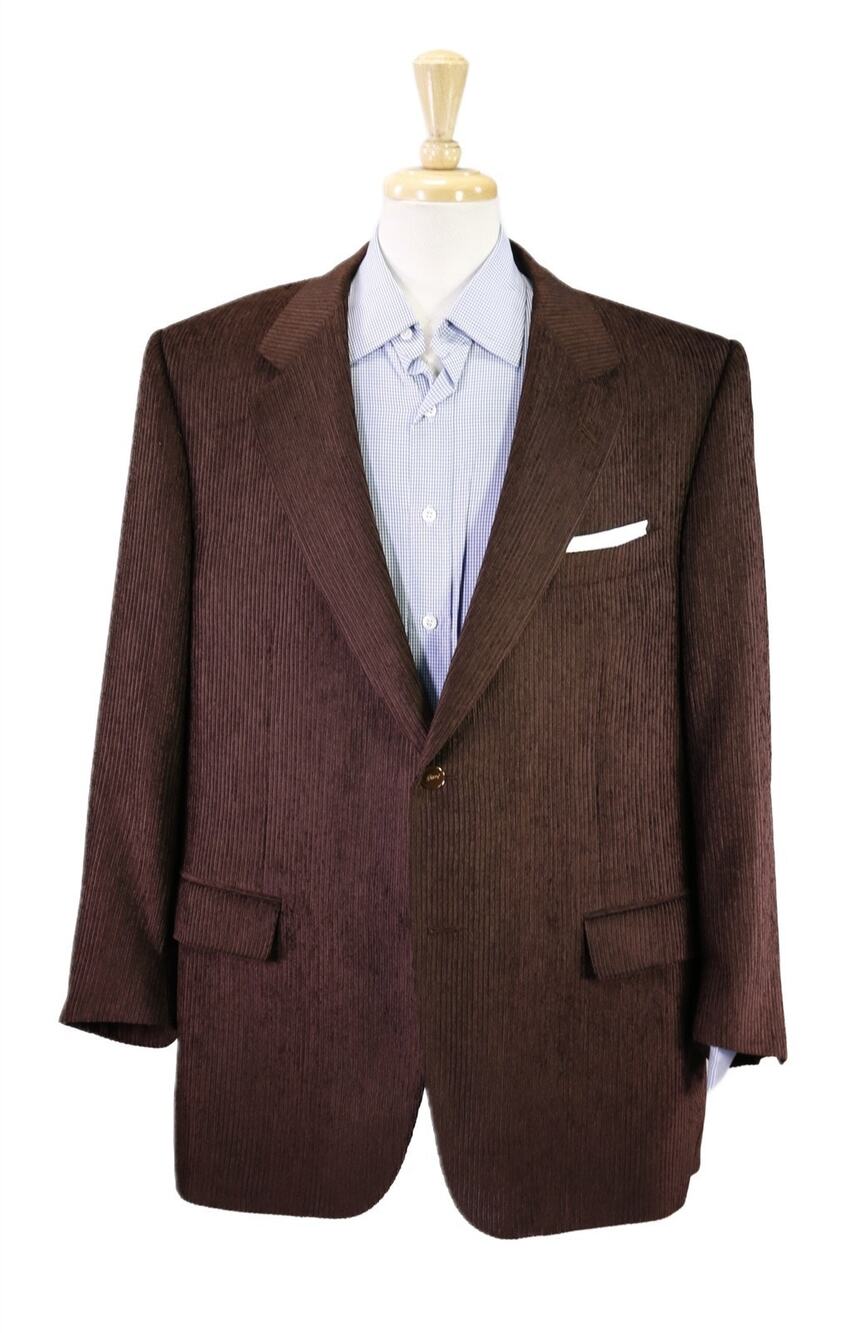 Ravazzolo Brioni Brown Knit Corduroy 100% Silk 2-Btn Sportcoat Blazer 46R